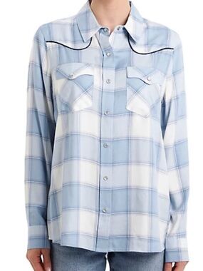 Light Blue Plaid Button-Down Shirt